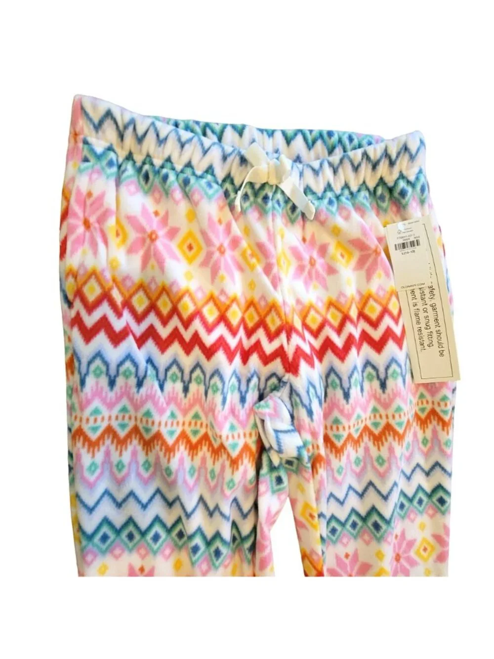 Old Navy Pants Girls Pink and White Fleece Fair Isle Jogger Size M JJ2180